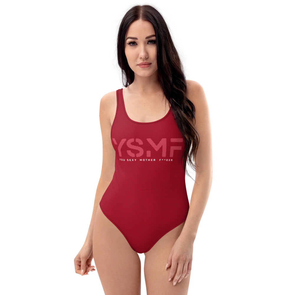 YSMF, Red, One-Piece Swimsuit