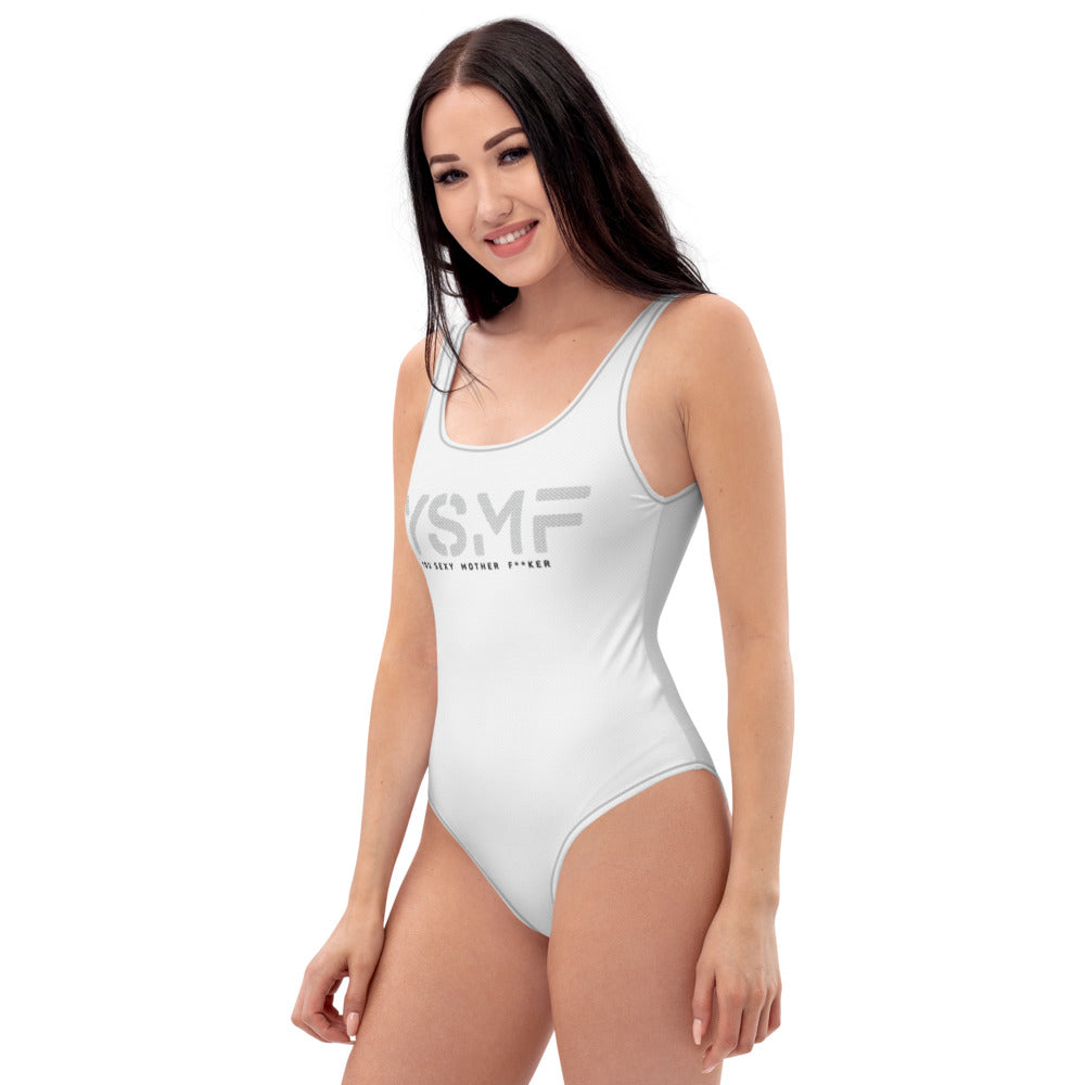 YSMF, White, One-Piece Swimsuit