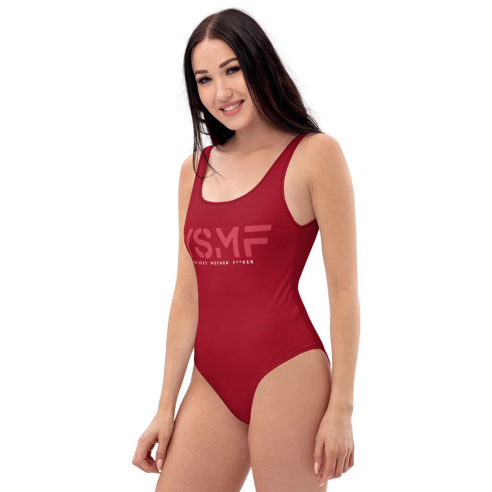YSMF, Red, One-Piece Swimsuit