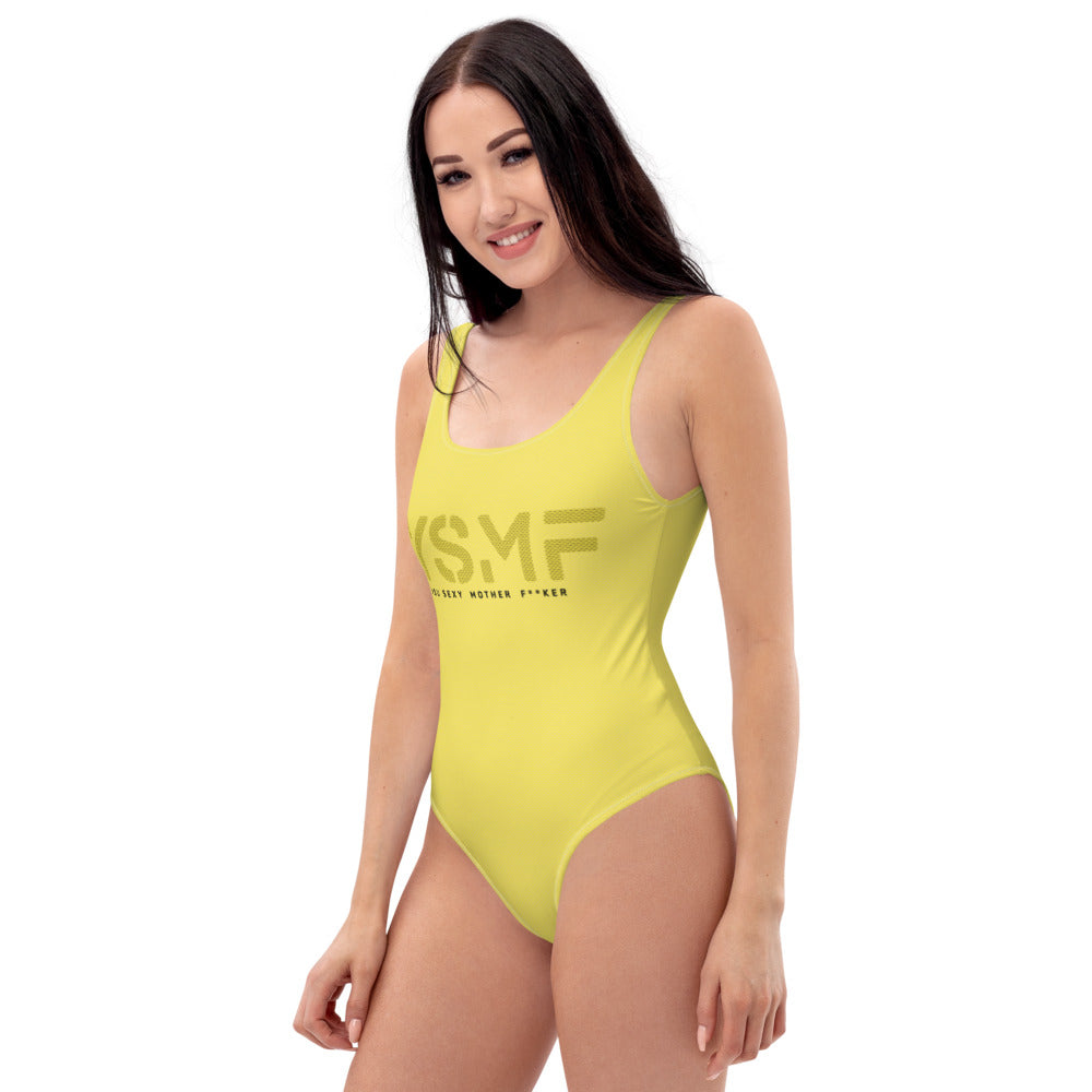 YSMF, Light-Yellow, One-Piece Swimsuit