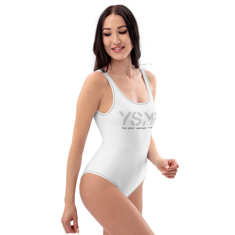 YSMF, White, One-Piece Swimsuit