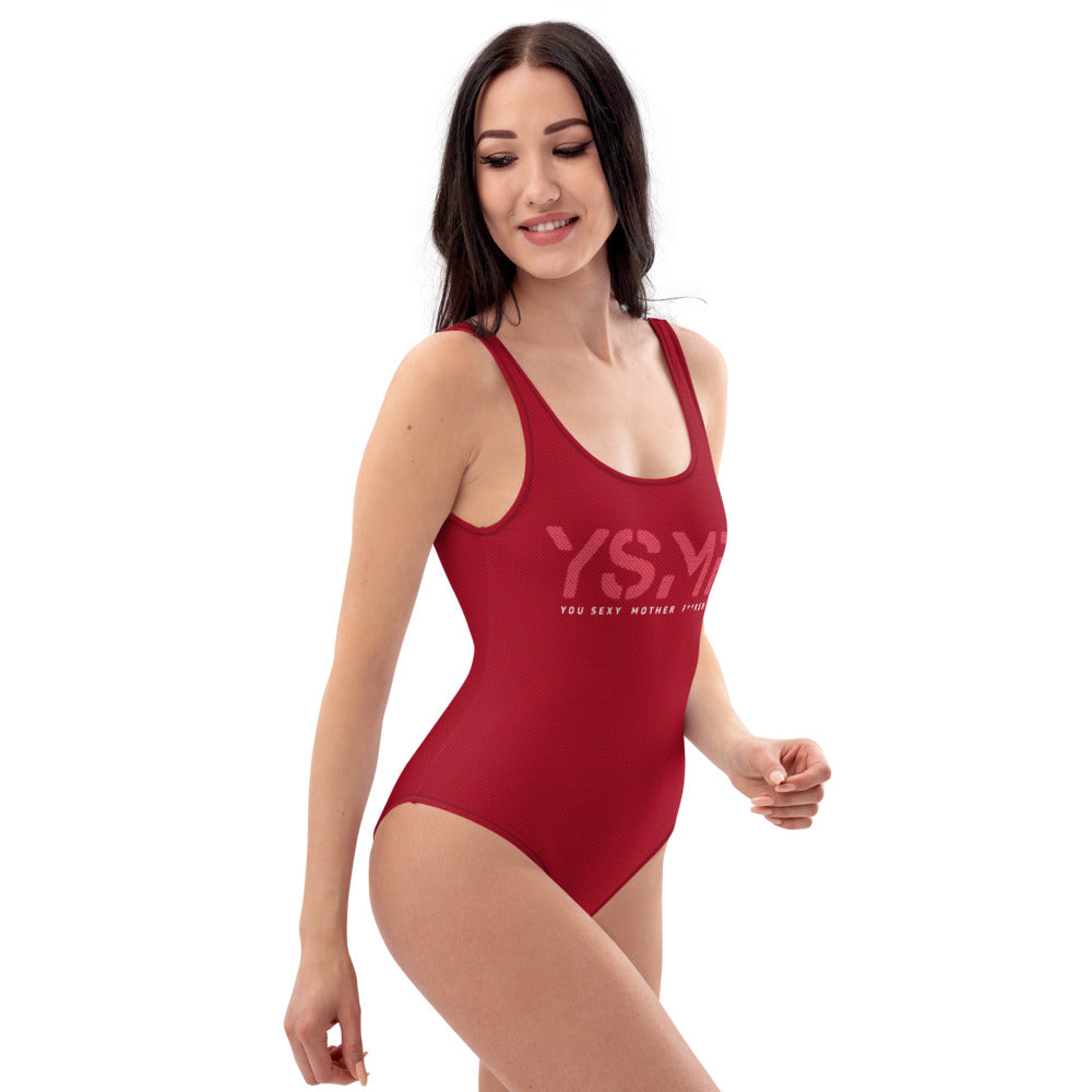 YSMF, Red, One-Piece Swimsuit