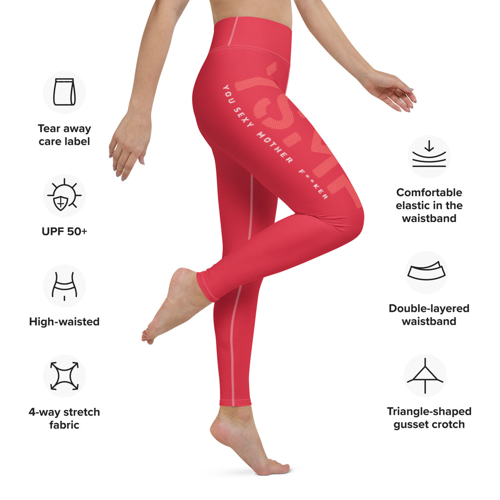 YSMF, Red, Yoga Leggings