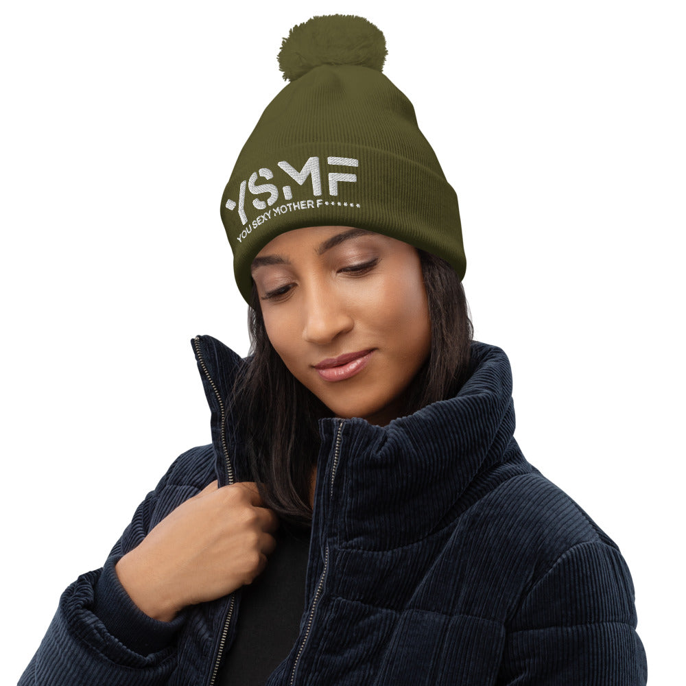 YSMF 3D Embroided, Pom pom beanie