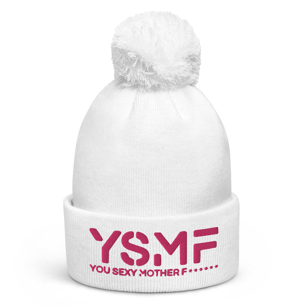 YSMF Kvast Beanie med Pink 3D Puff Brodering